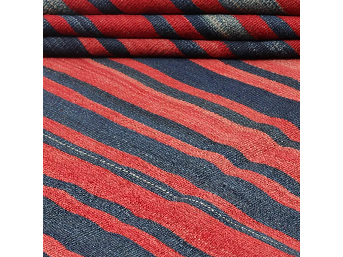 Authentique tapis d'Orient 259x292 kilim fait main en laine rouge et bleu ANTIK 3