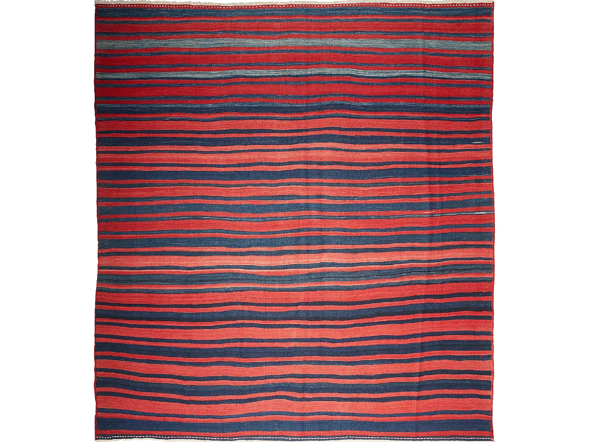 Authentique tapis d'Orient 259x292 kilim fait main en laine rouge et bleu ANTIK 3