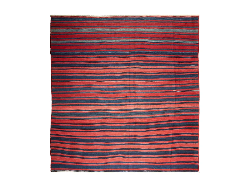 Authentique tapis d'Orient 259x292 kilim fait main en laine rouge et bleu ANTIK 3