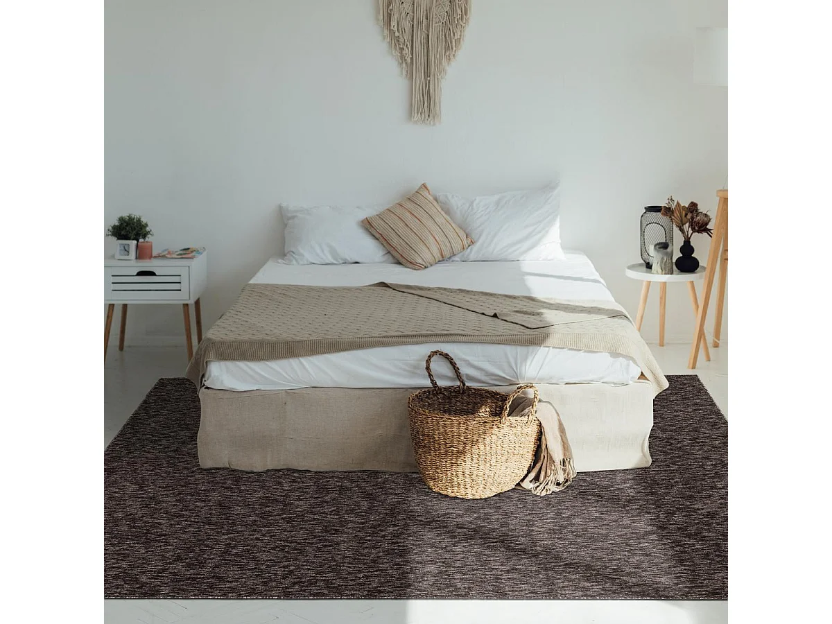 tapis couloir 80x150 tissé marron rectangle motif uni SAKRDA