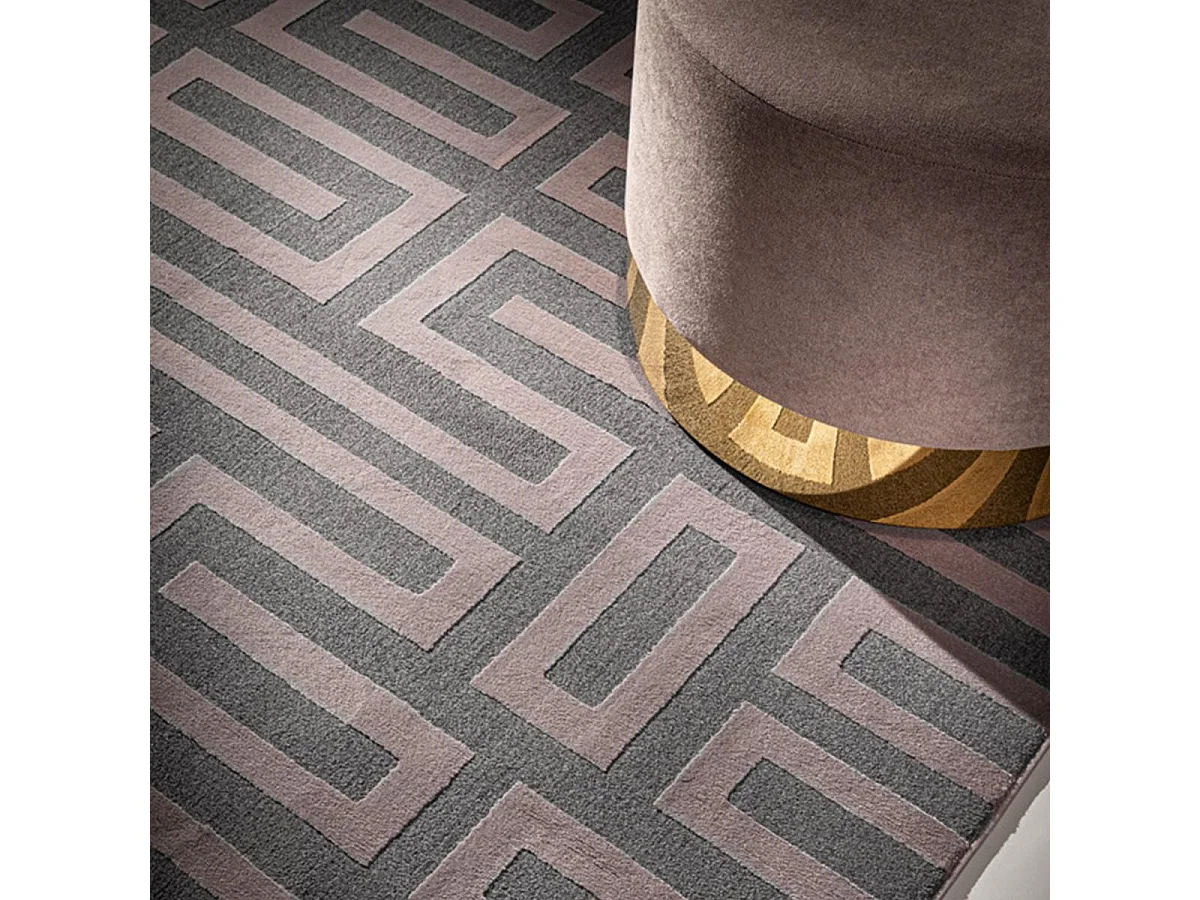 tappeto da soggiorno 190x290 intrecciato disegno geometrico rettangolo rosa e grigio CONRAD