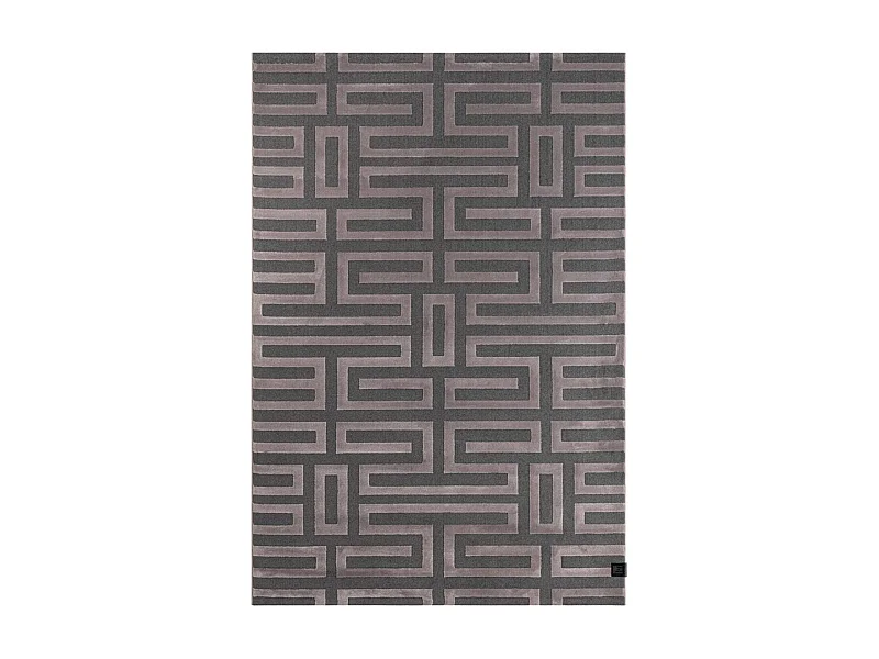 tapis salon 190x290 tissé rose et gris rectangle motif géométrique CONRAD