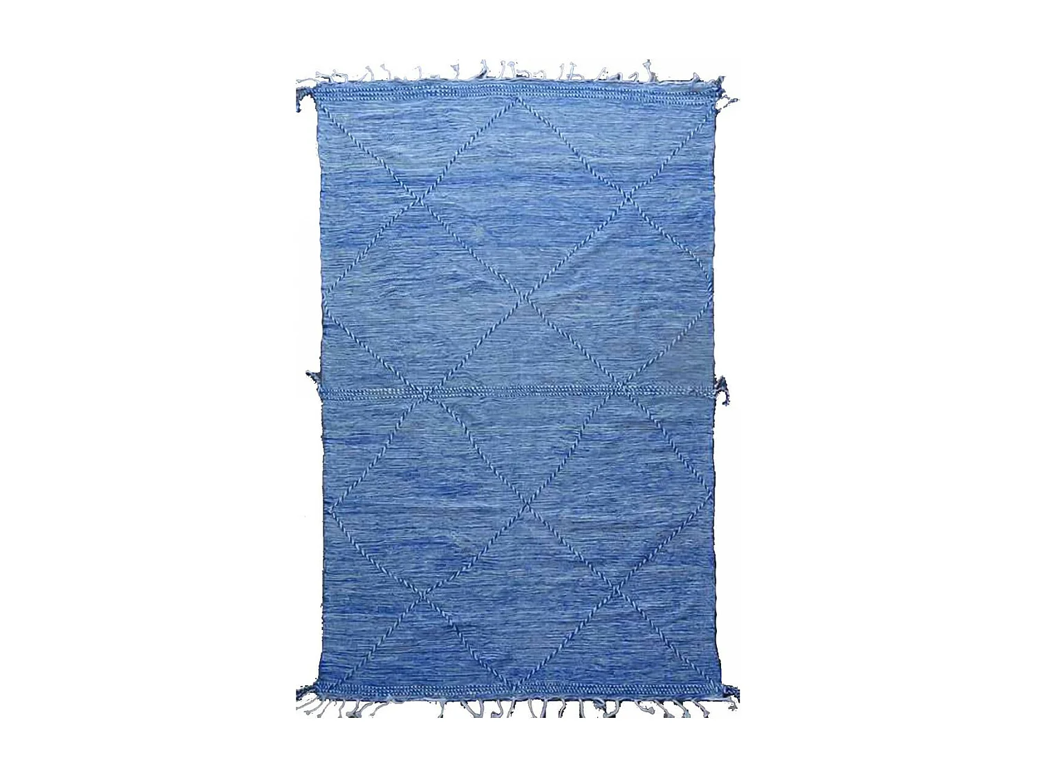 Authentique tapis berbère 197x300 fait main en laine bleu AGADIR