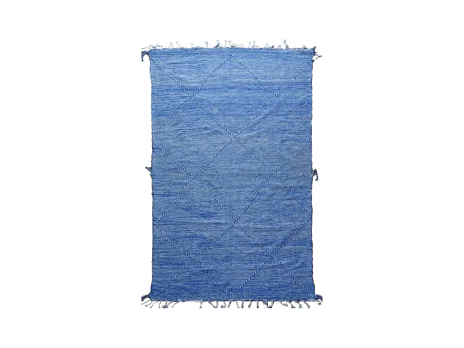 Authentique tapis berbère 197x300 fait main en laine bleu AGADIR
