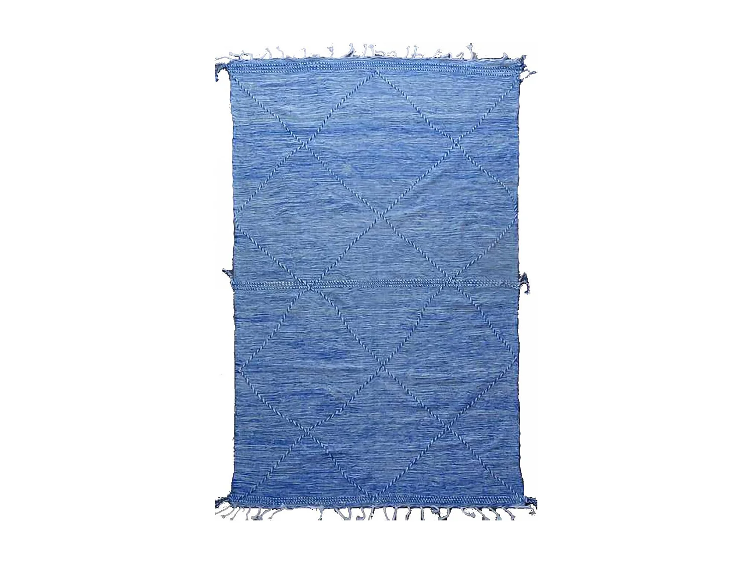 Authentique tapis berbère 197x300 fait main en laine bleu AGADIR