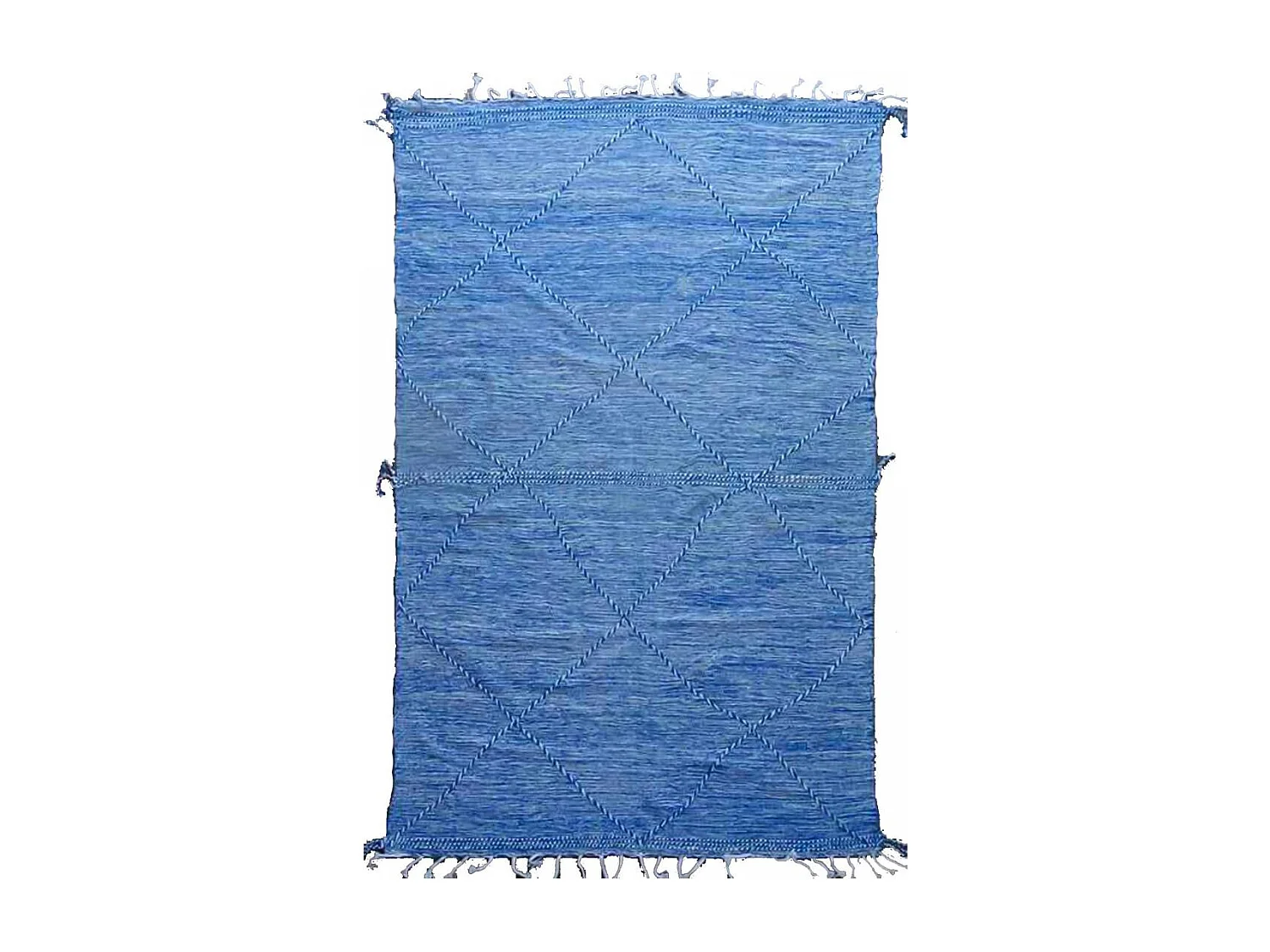 Authentique tapis berbère 197x300 fait main en laine bleu AGADIR
