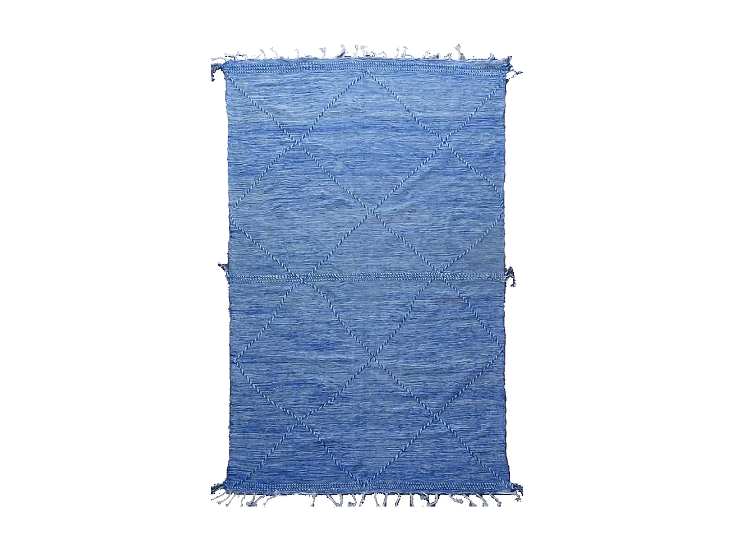 Authentique tapis berbère 197x300 fait main en laine bleu AGADIR