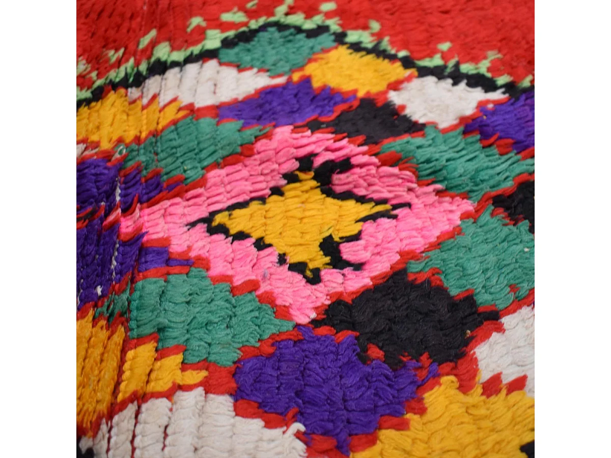 Authentique tapis berbère 125x250 fait main en tissu recyclé multicolore ERFOUD 12