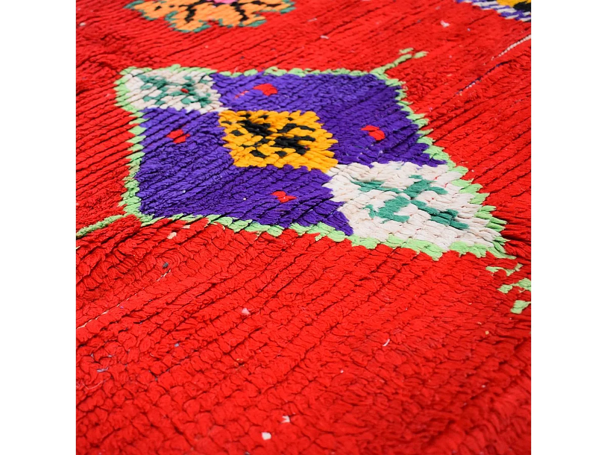 Authentique tapis berbère 125x250 fait main en tissu recyclé multicolore ERFOUD 12