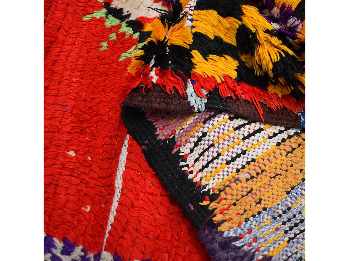 Authentique tapis berbère 125x250 fait main en tissu recyclé multicolore ERFOUD 12