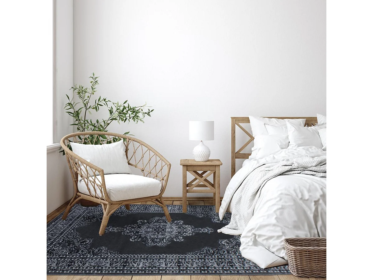 Tapis orient 240x340 rectangle gris tissé motifs orientaux BISKO 2