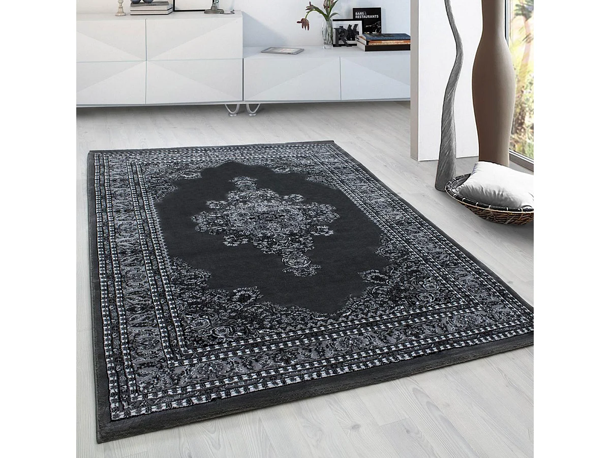 Tapis orient 240x340 rectangle gris tissé motifs orientaux BISKO 2