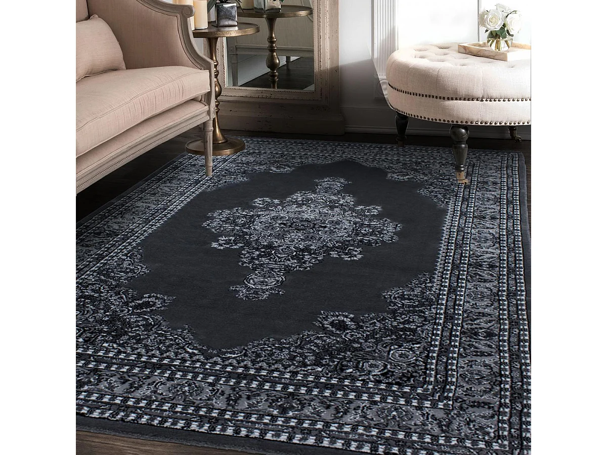 Tappeto orientale 240x340 rettangolo grigio intrecciato con motivi orientali BISKO 2