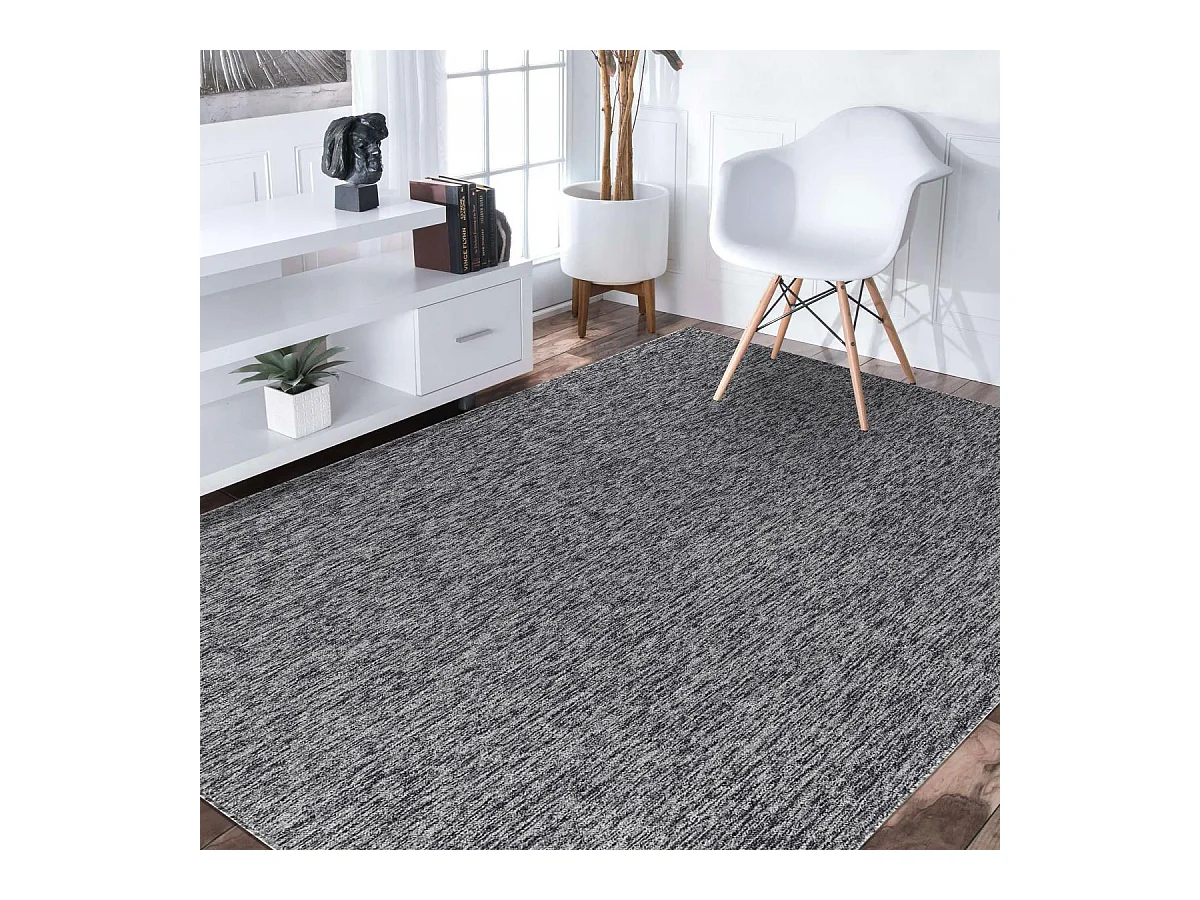 tapis salon 160x230 tissé gris rectangle motif uni SAKRDA
