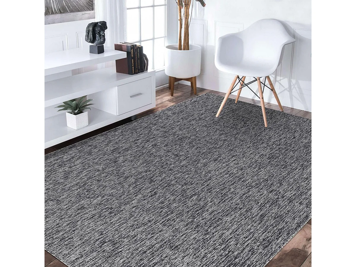 tapis salon 160x230 tissé gris rectangle motif uni SAKRDA