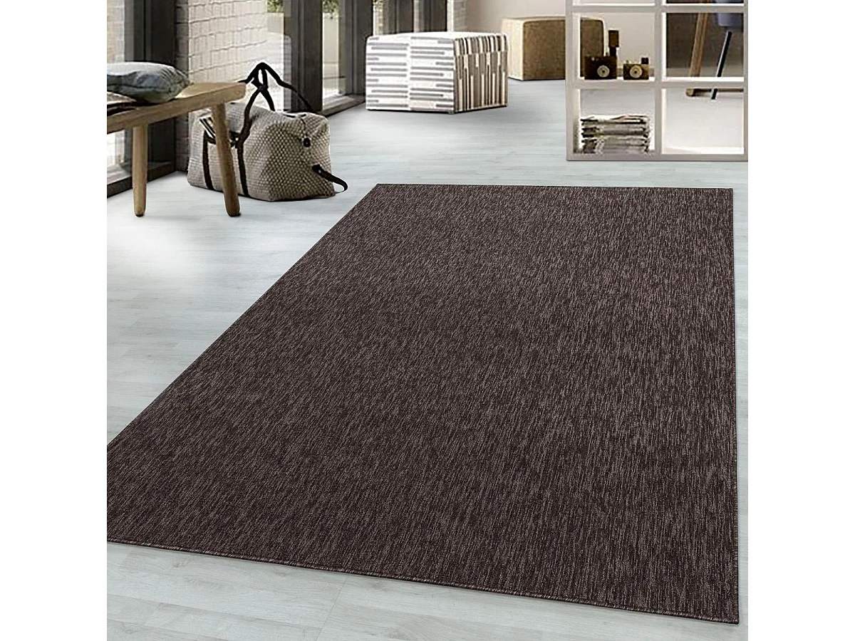 tapis cuisine 120x170 tissé marron rectangle motif uni SAKRDA