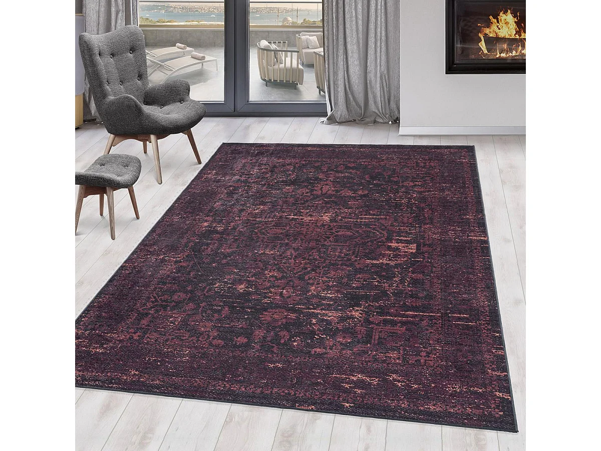 Tapis orient 80x250 rectangle rouge tissé motifs orientaux EKUK
