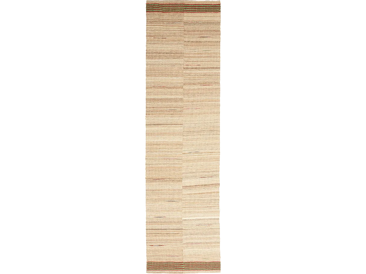 Autentico tappeto orientale 67x259 kilim per corridoio realizzato a mano in lana beige A 9