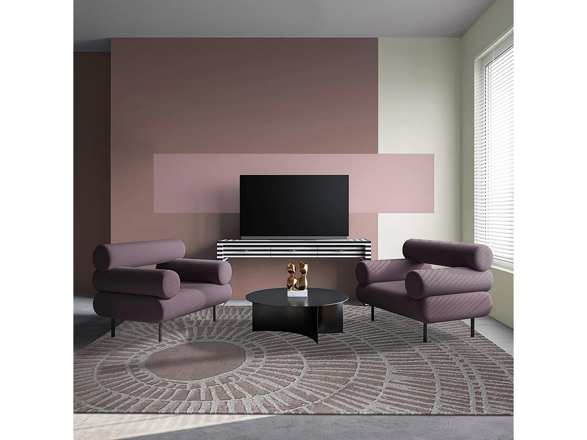 tapis salon 190x290 tissé rose rectangle motif géométrique TOSCANA