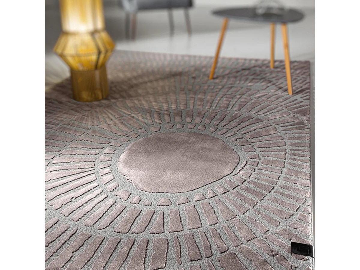 tapis salon 190x290 tissé rose rectangle motif géométrique TOSCANA