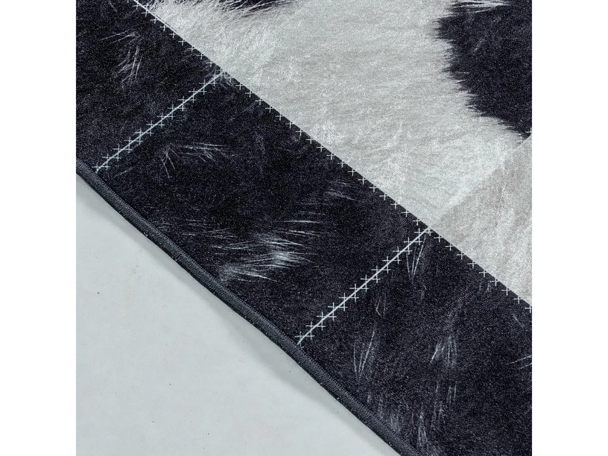 tapis salle à manger 160x230 tissé noir et crème rectangle motif fresque NOATAK