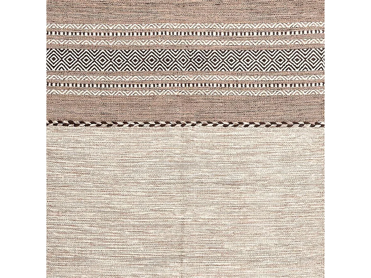 Tappeto kilim rettangolare 80x150 realizzato a mano in cotone beige e marrone