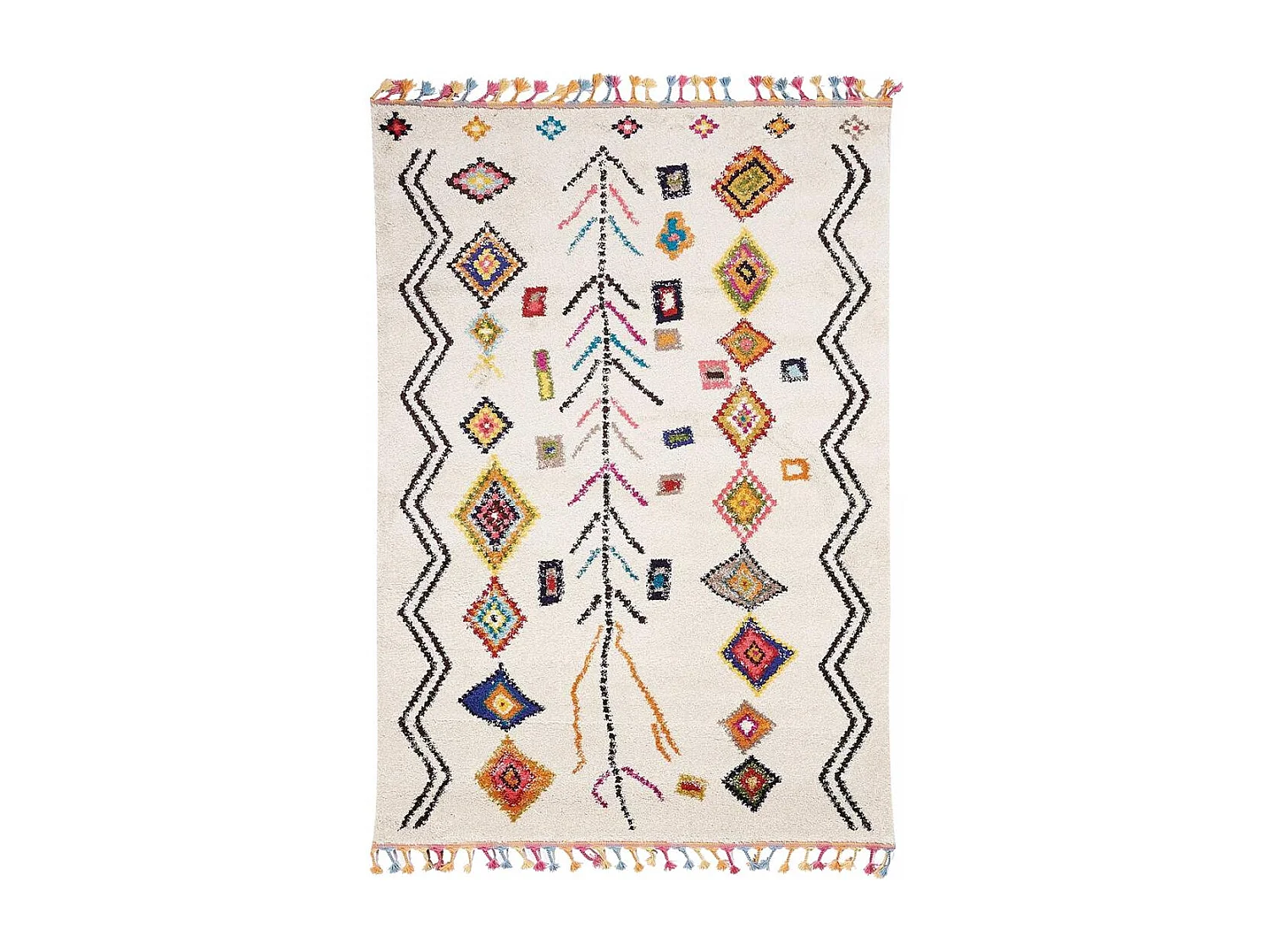 Tapis berbère 240x340 tissé motif ethnic LYN5 OURIKA ivoire