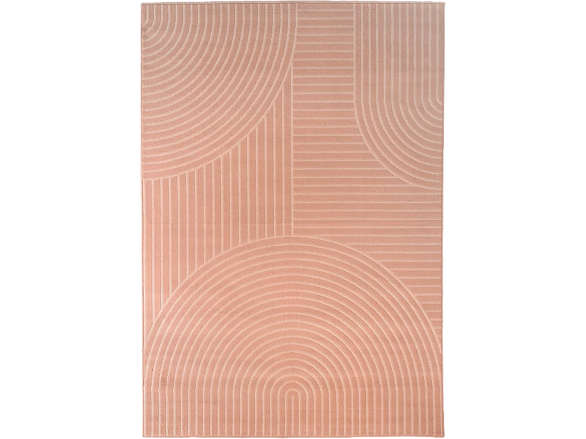 tapis salon 160x225 tissé rose rectangle motif géométrique LYN49 ARCROL