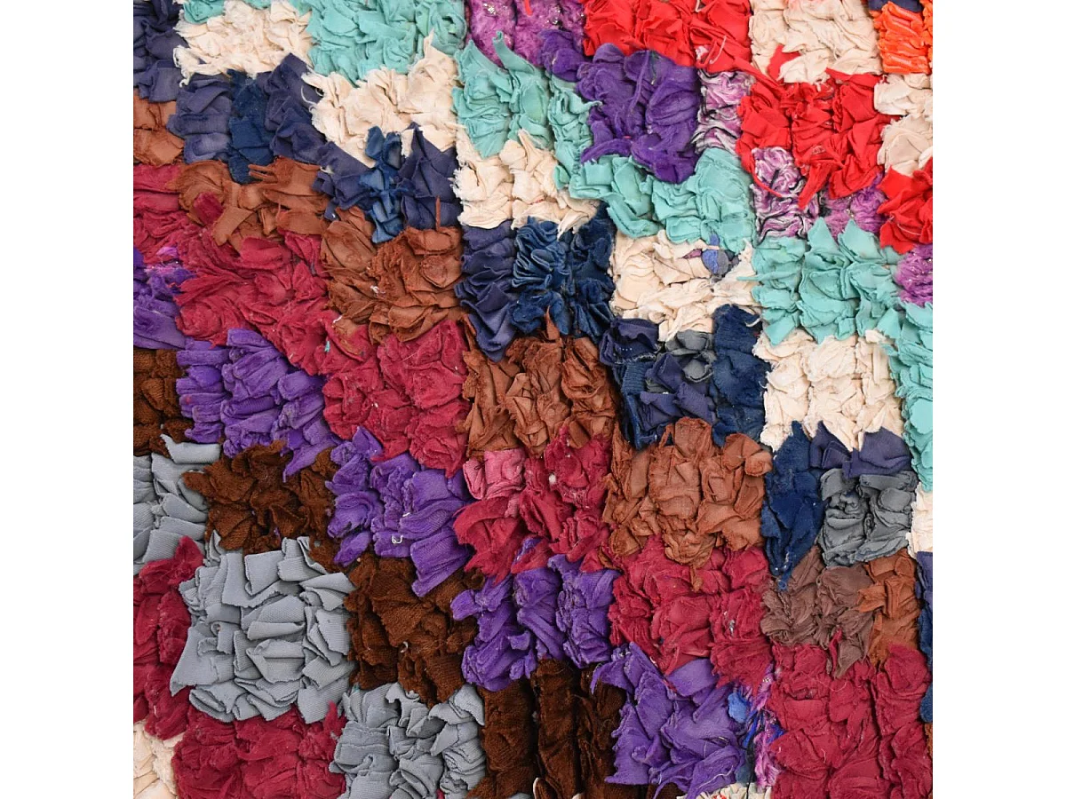 Authentique tapis berbère 90x270 fait main en tissu recyclé multicolore BOUCHAROUETTE 60