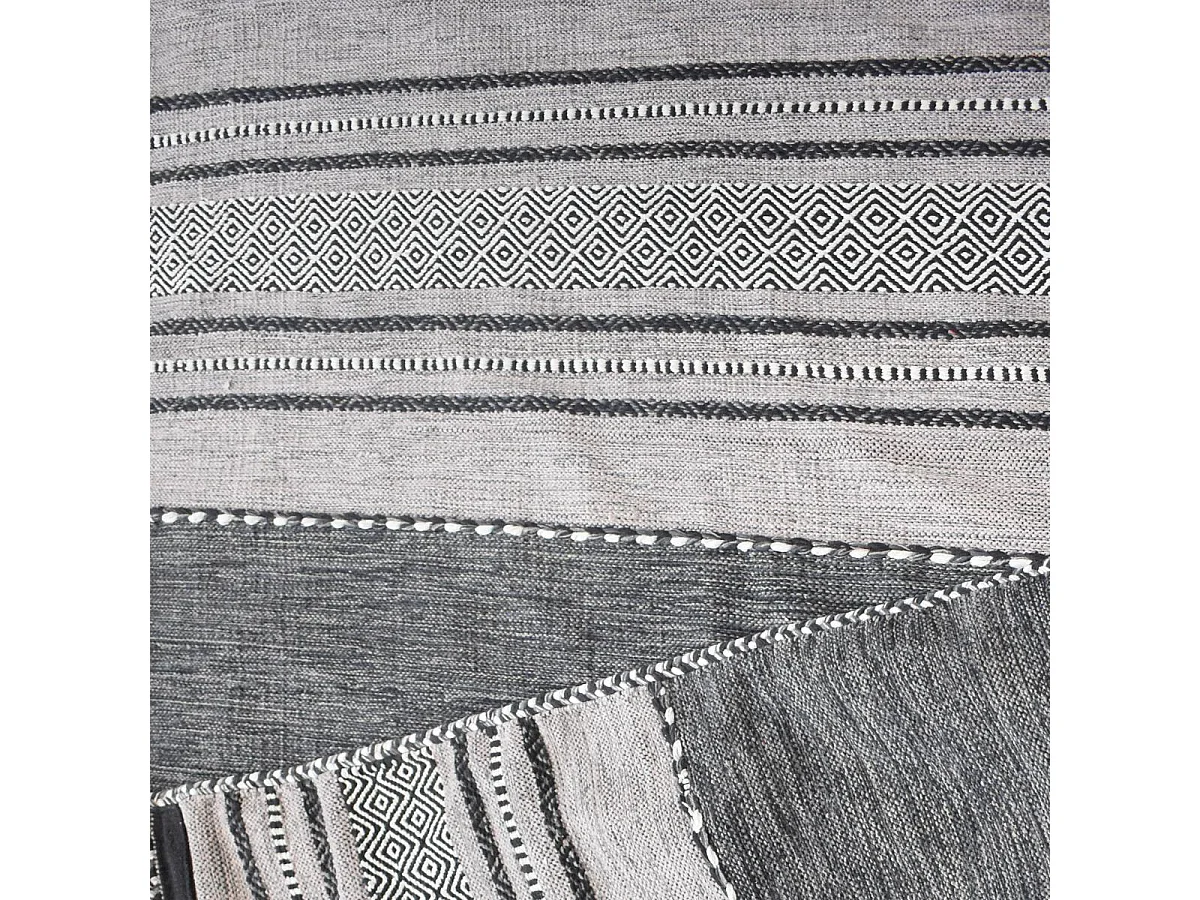 Tappeto Kilim 200x290 rettangolo realizzato a mano in cotone grigio e nero fantasia etnica