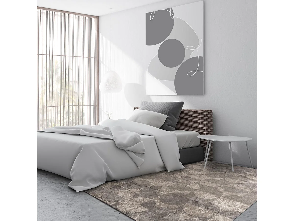 Tapis kilim 240x300 rectangle tissé en coton beige motif rétro-vintage VINOVA