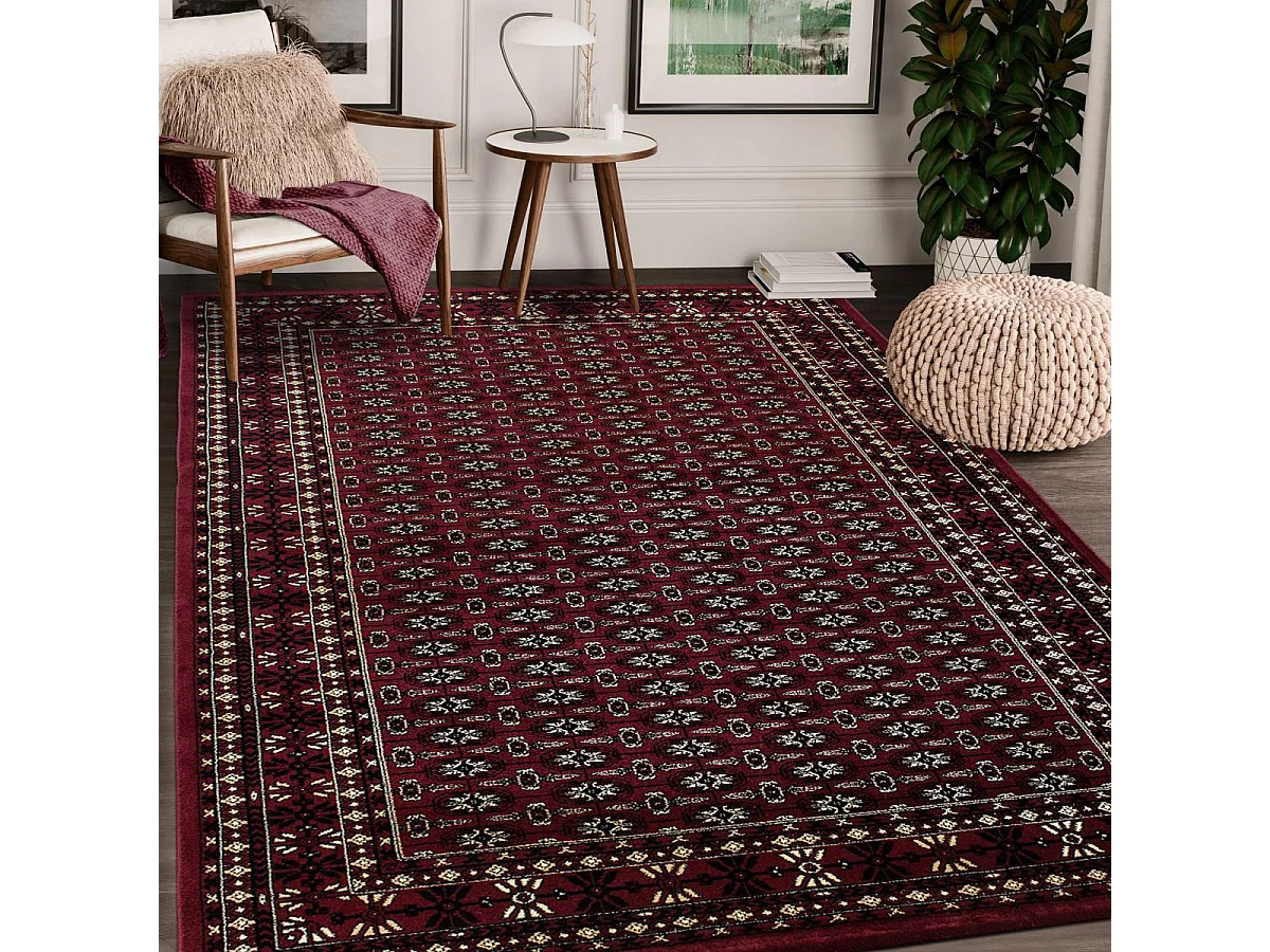 Tappeto orientale 160x230 rettangolo rosso intrecciato motivi orientali BISKO 3