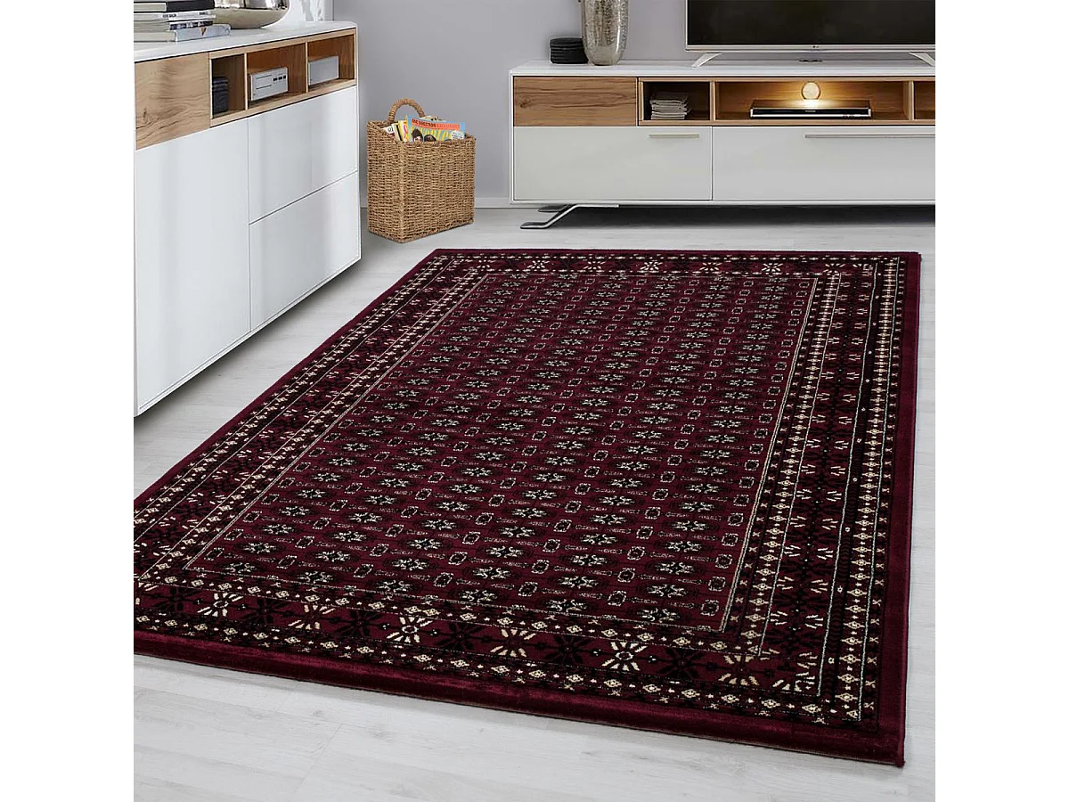 Tappeto orientale 160x230 rettangolo rosso intrecciato motivi orientali BISKO 3