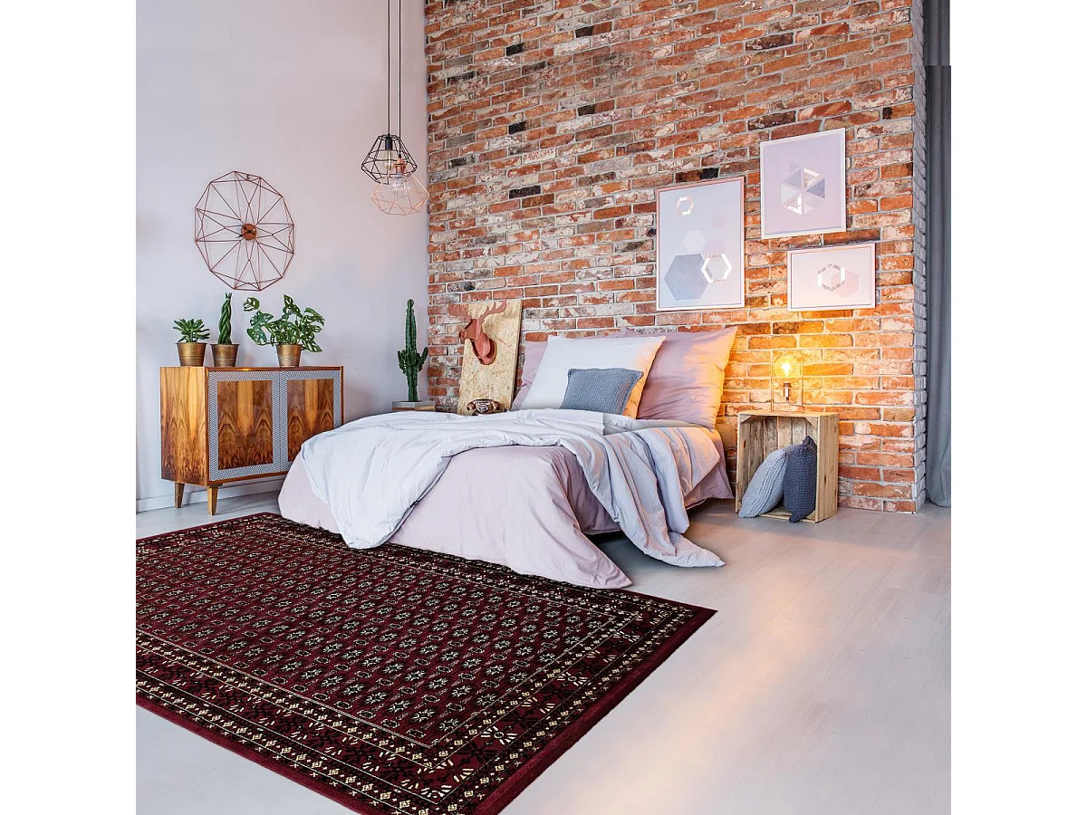 Tappeto orientale 160x230 rettangolo rosso intrecciato motivi orientali BISKO 3