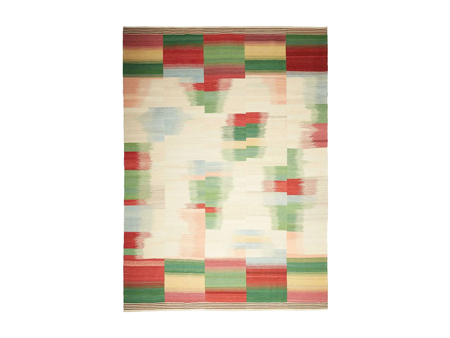 Authentique tapis d'Orient 250x352 kilim fait main en laine vert et rouge A 6