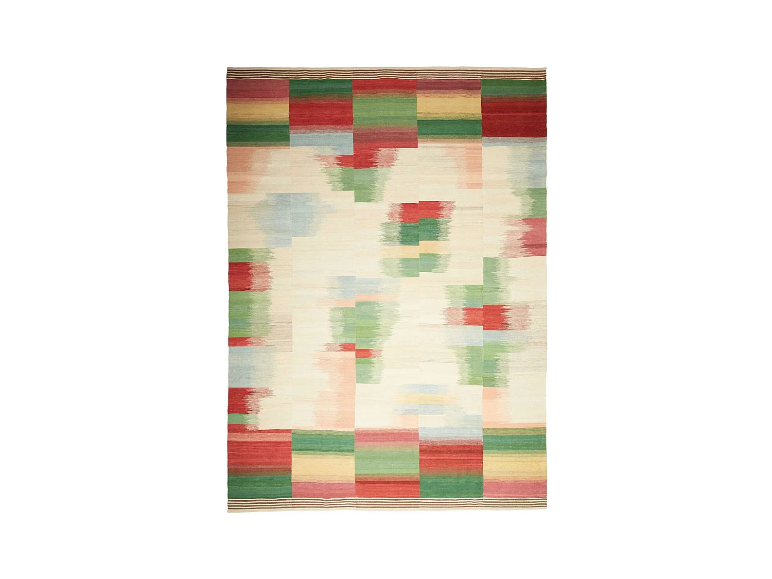 Authentique tapis d'Orient 250x352 kilim fait main en laine vert et rouge A 6
