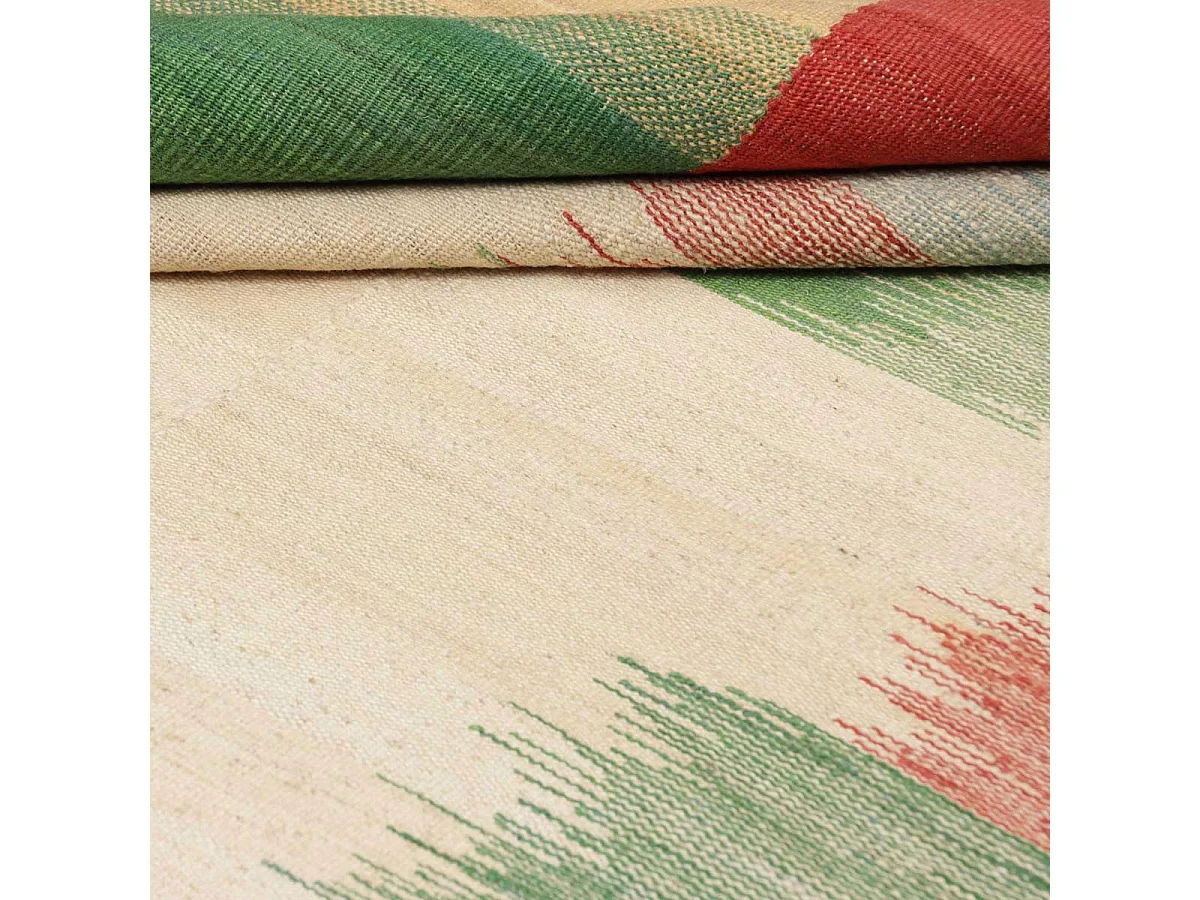 Authentique tapis d'Orient 250x352 kilim fait main en laine vert et rouge A 6