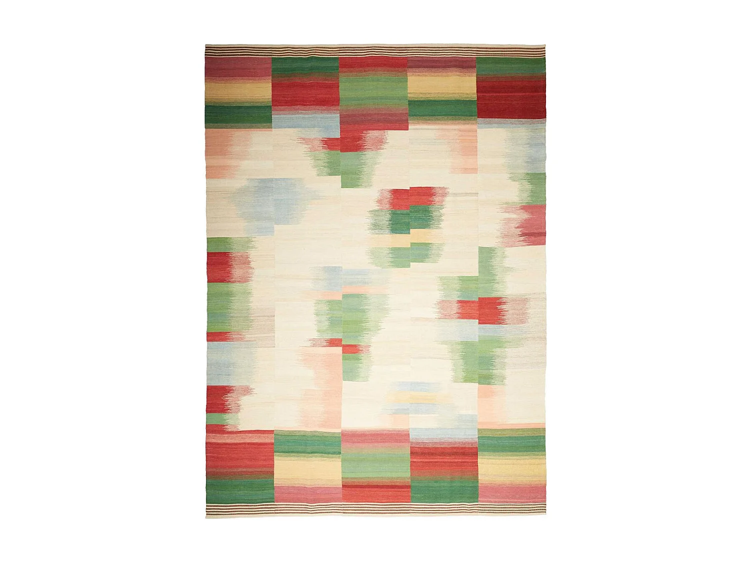 Authentique tapis d'Orient 250x352 kilim fait main en laine vert et rouge A 6