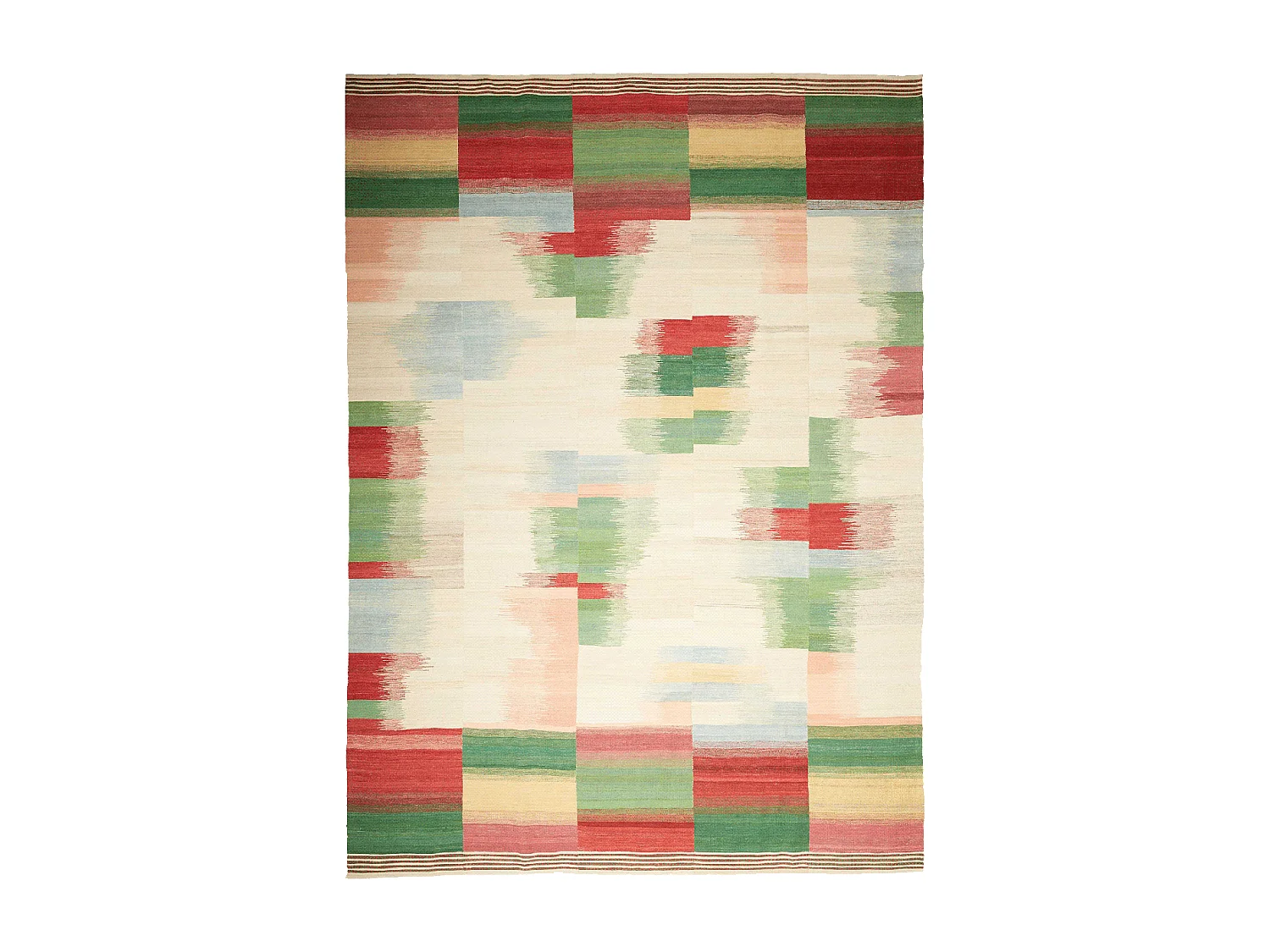 Authentique tapis d'Orient 250x352 kilim fait main en laine vert et rouge A 6
