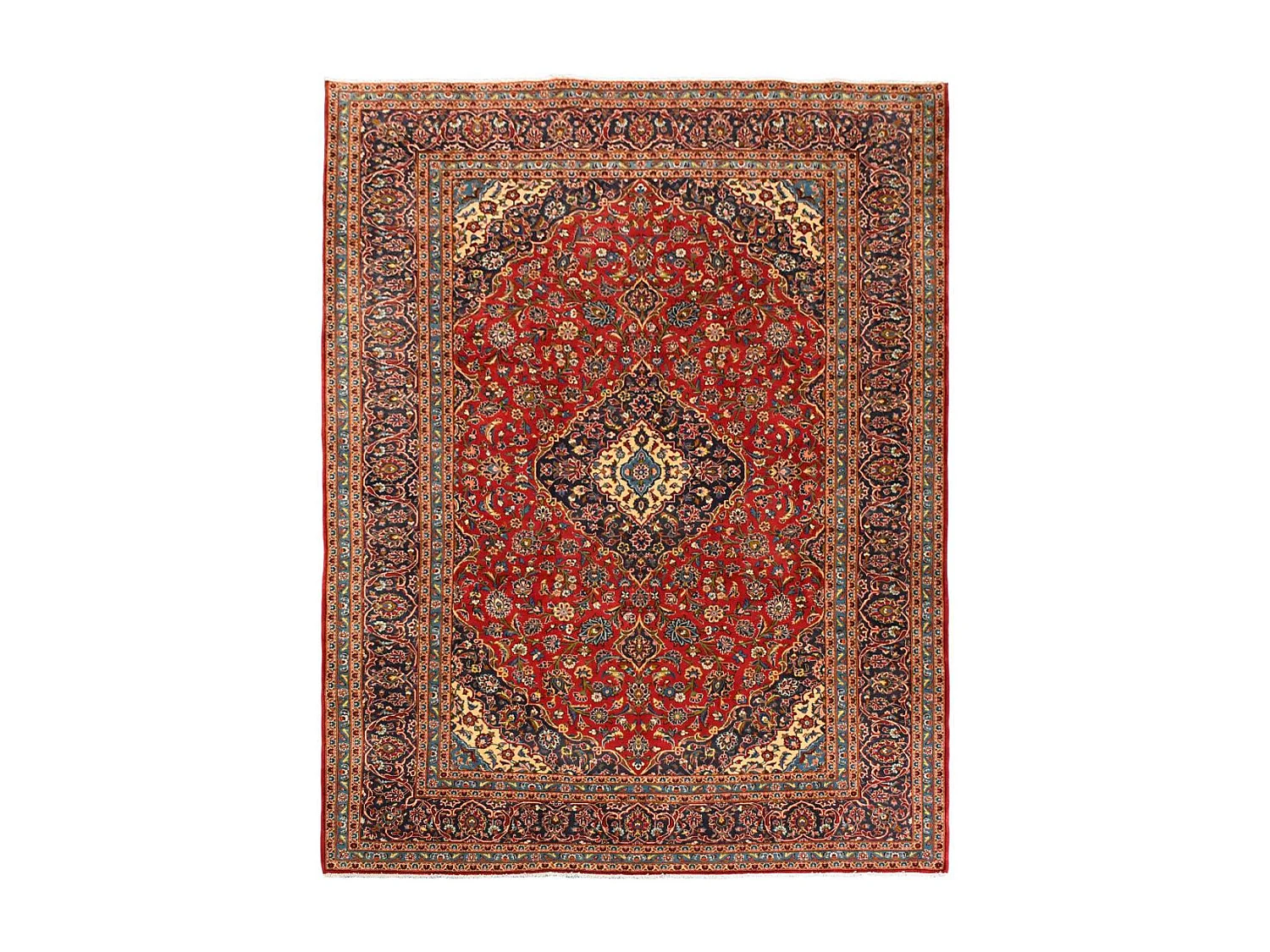 Authentique tapis d'Orient 251x357 fait à la main en laine rouge ARDAKAN 7