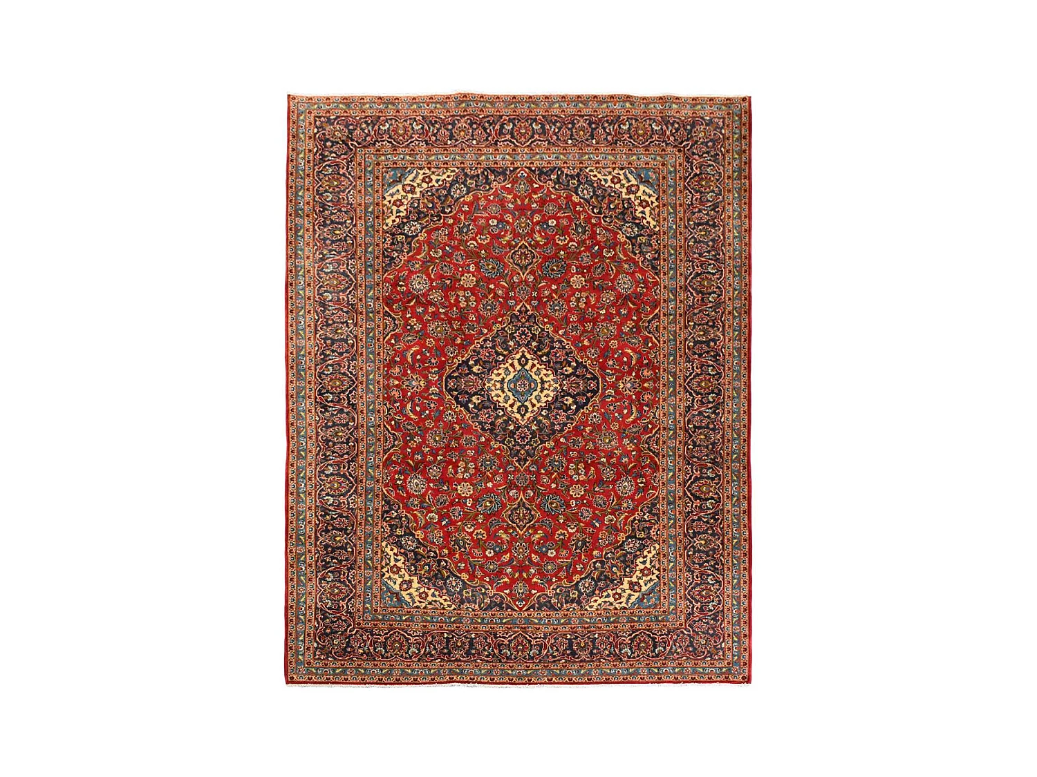 Authentique tapis d'Orient 251x357 fait à la main en laine rouge ARDAKAN 7