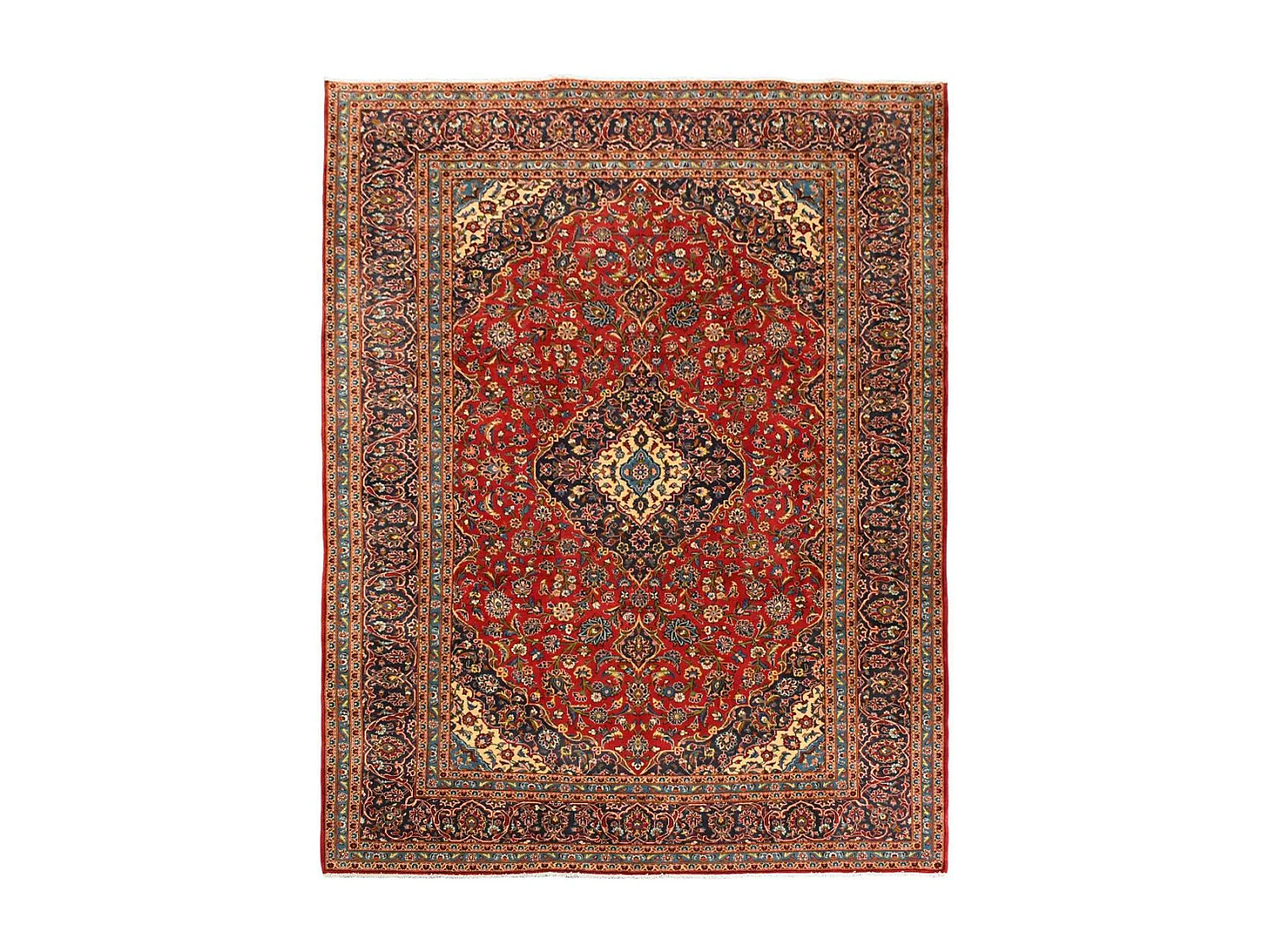 Authentique tapis d'Orient 251x357 fait à la main en laine rouge ARDAKAN 7