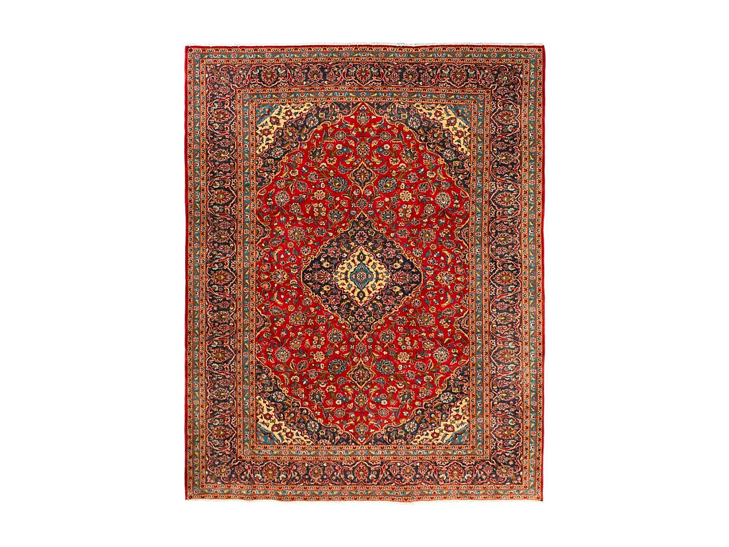 Authentique tapis d'Orient 251x357 fait à la main en laine rouge ARDAKAN 7