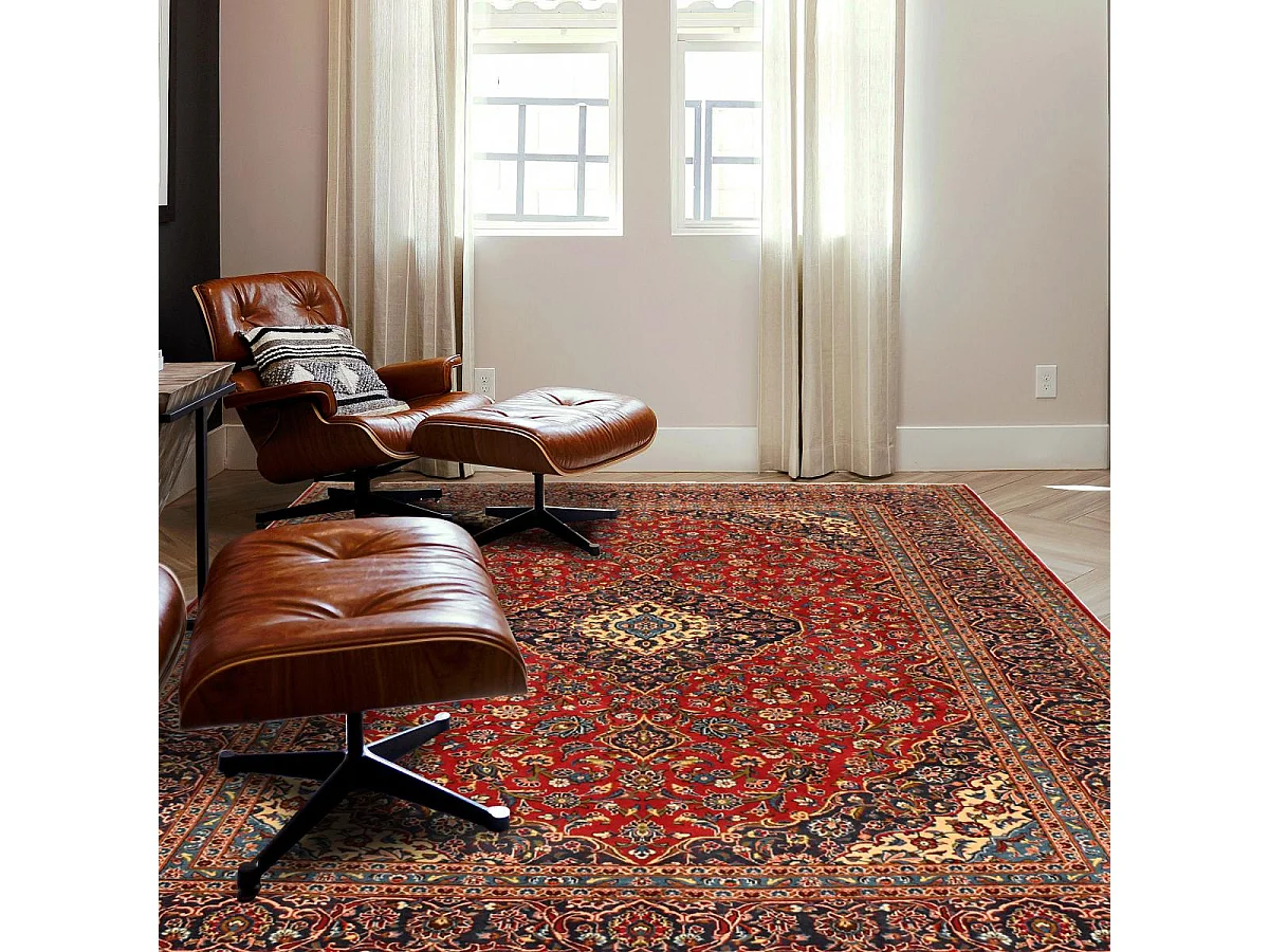 Authentique tapis d'Orient 251x357 fait à la main en laine rouge ARDAKAN 7