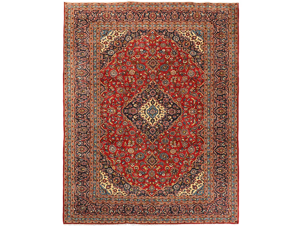Authentique tapis d'Orient 251x357 fait à la main en laine rouge ARDAKAN 7