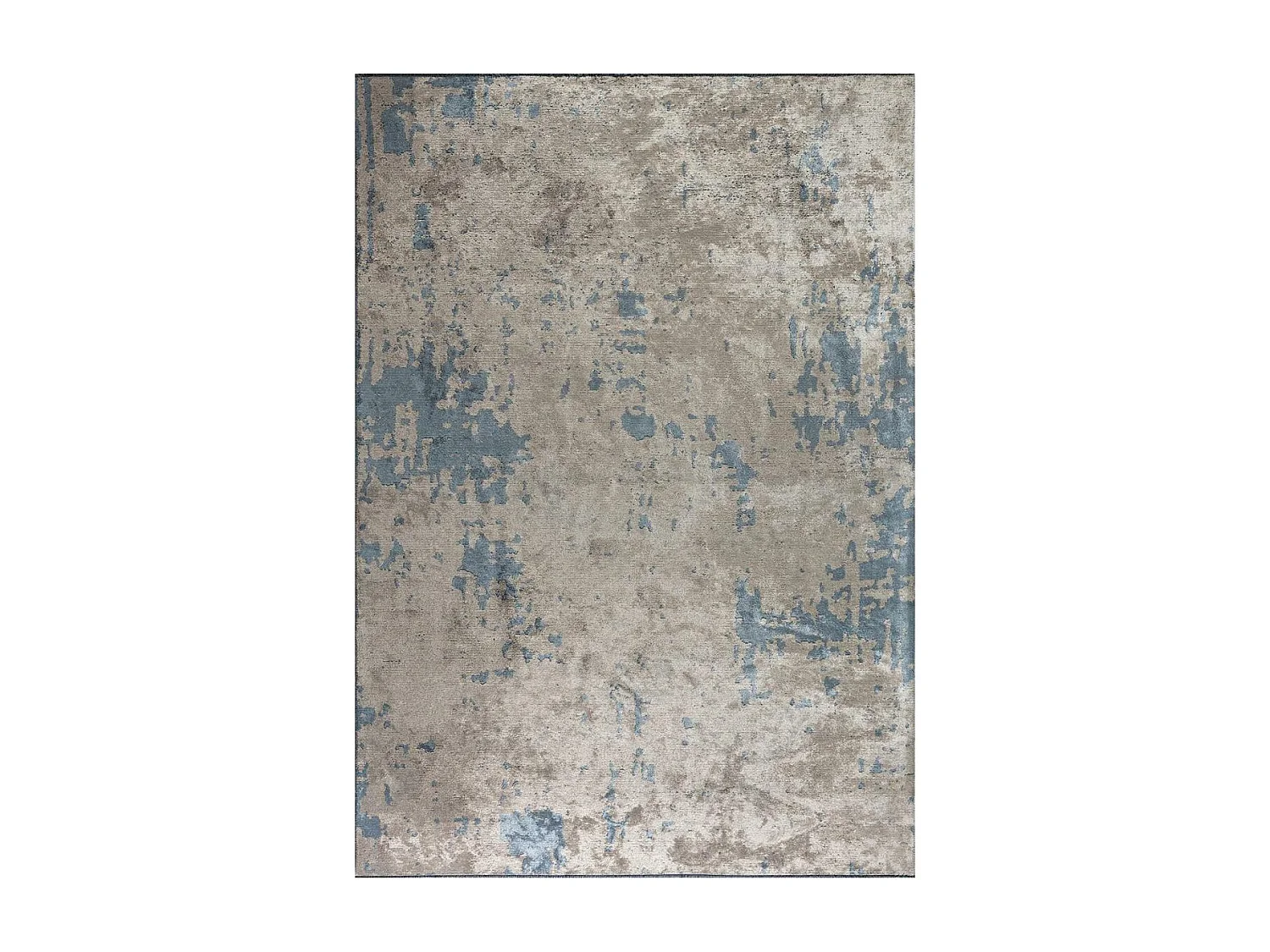 Tapis kilim 240x300 rectangle tissé en coton gris et bleu motif abstrait