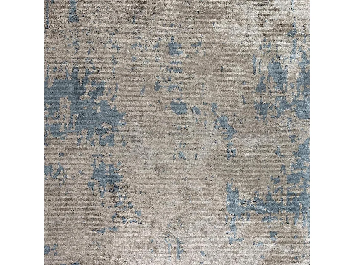 Tapis kilim 240x300 rectangle tissé en coton gris et bleu motif abstrait