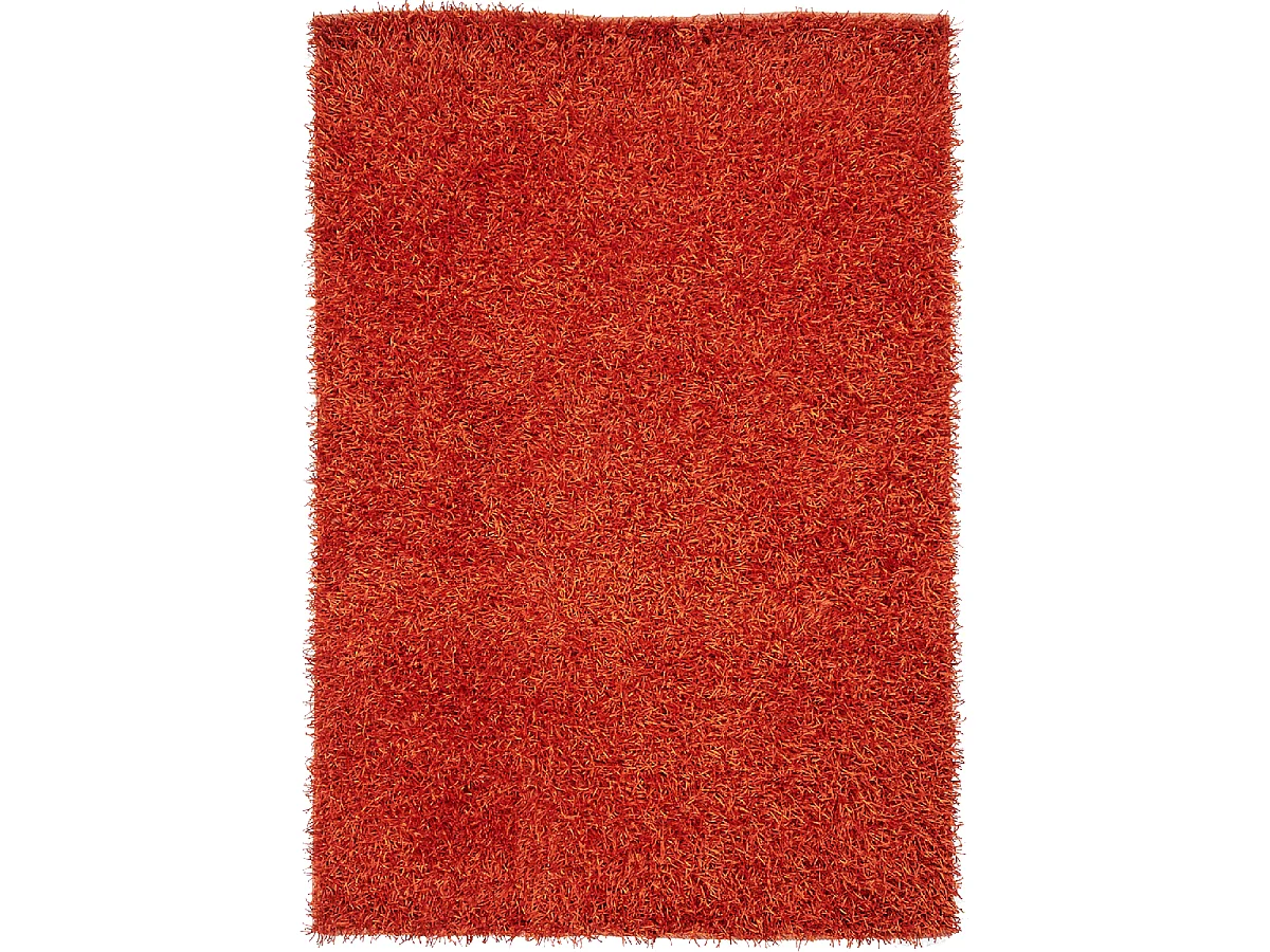 Tapis shaggy 140x200 rectangle fait main rouge et orange motif uni STAROD