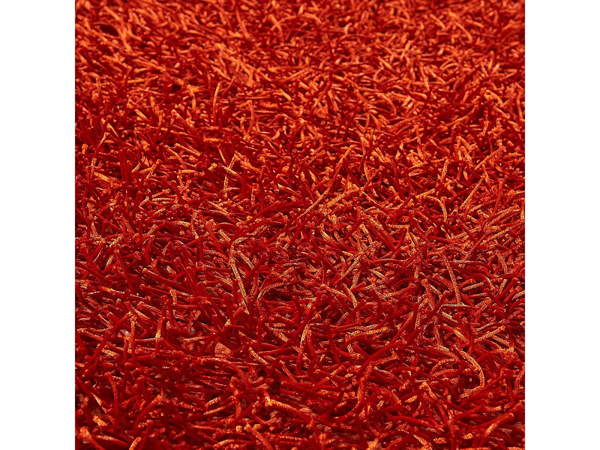 Tapis shaggy 140x200 rectangle fait main rouge et orange motif uni STAROD