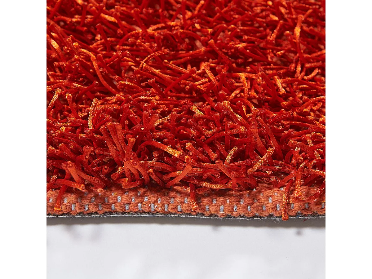 Tapis shaggy 140x200 rectangle fait main rouge et orange motif uni STAROD